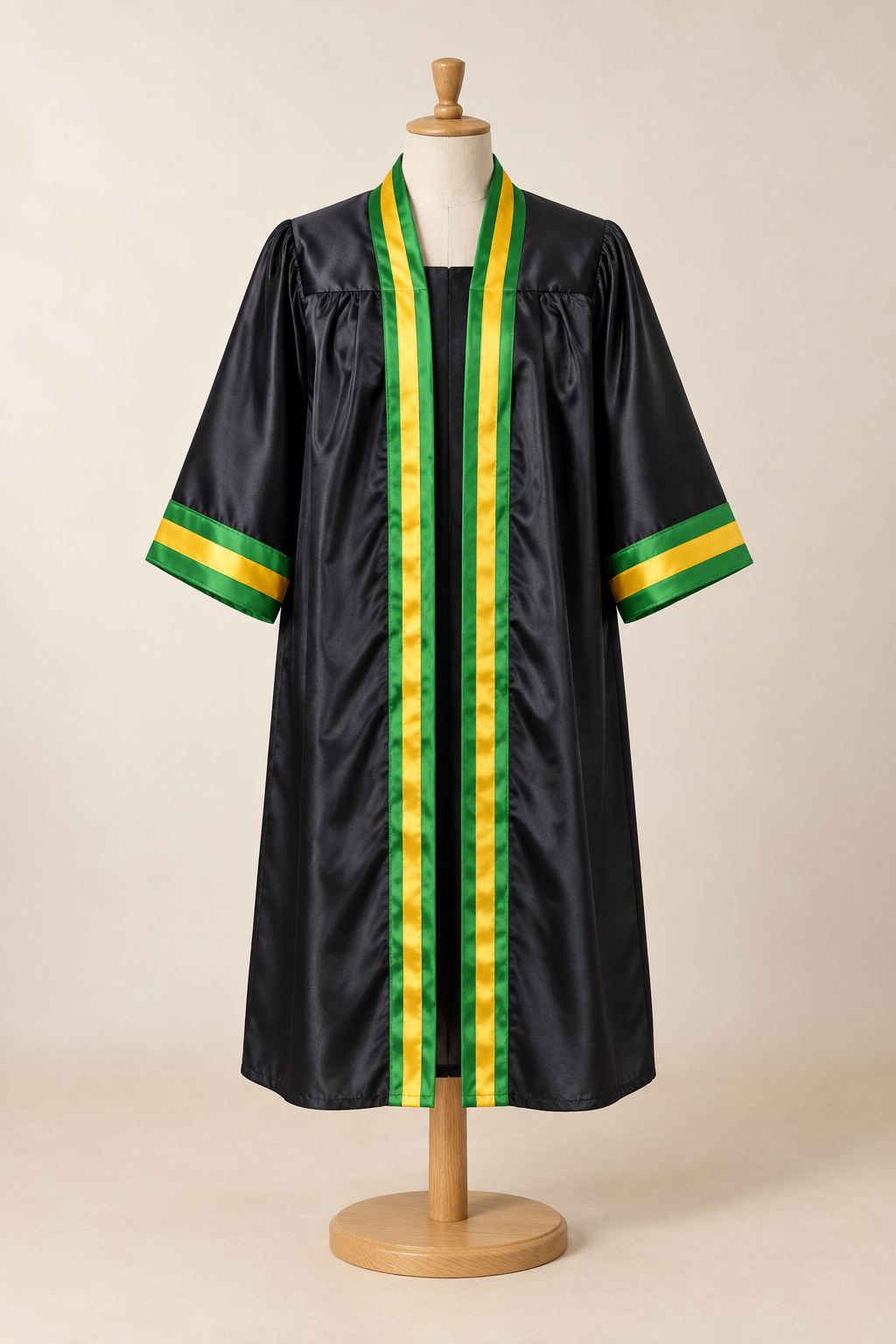Black & Green Graduation Gown, view 2