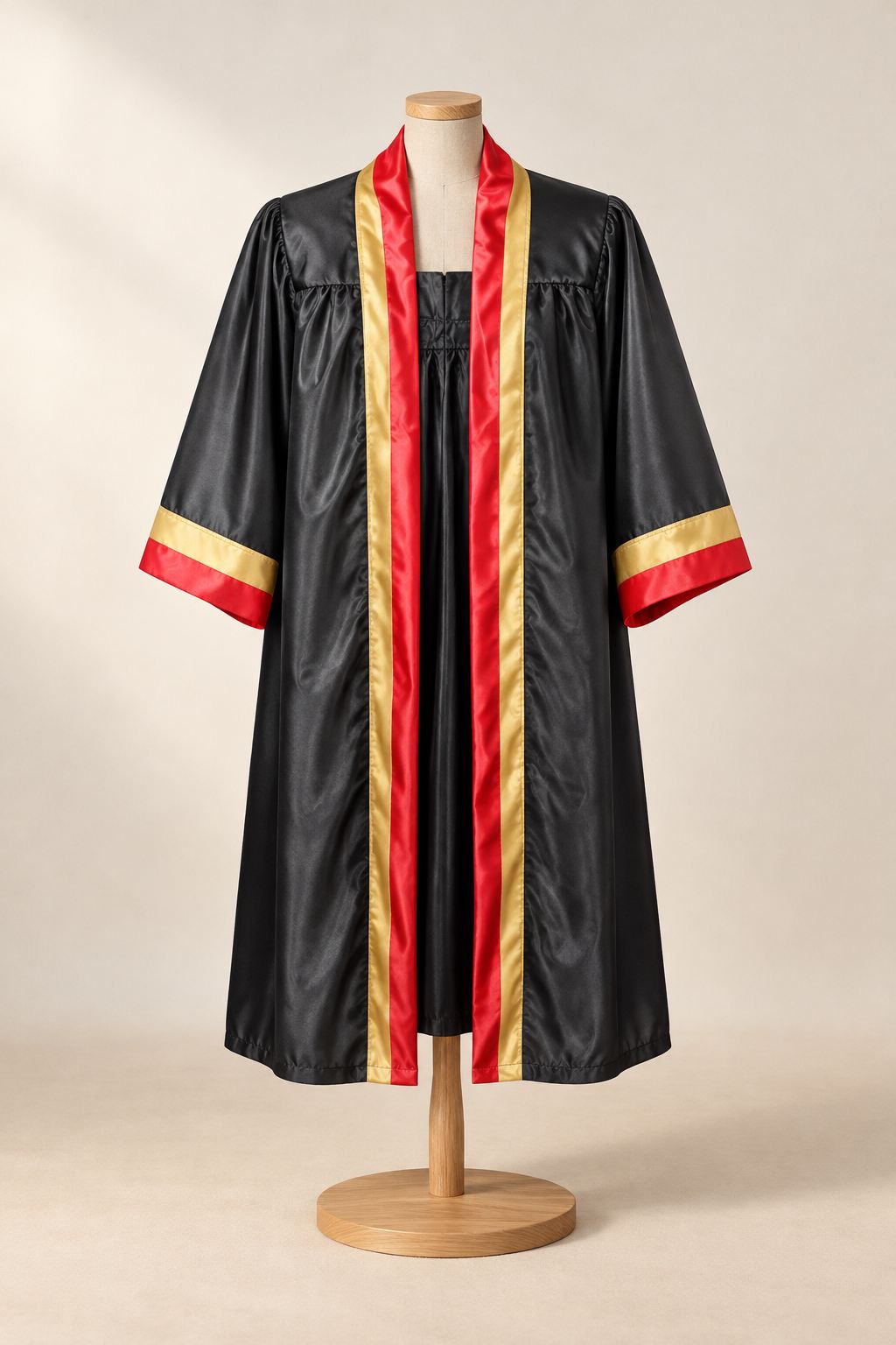 Black & Red Graduation Gown, view 2