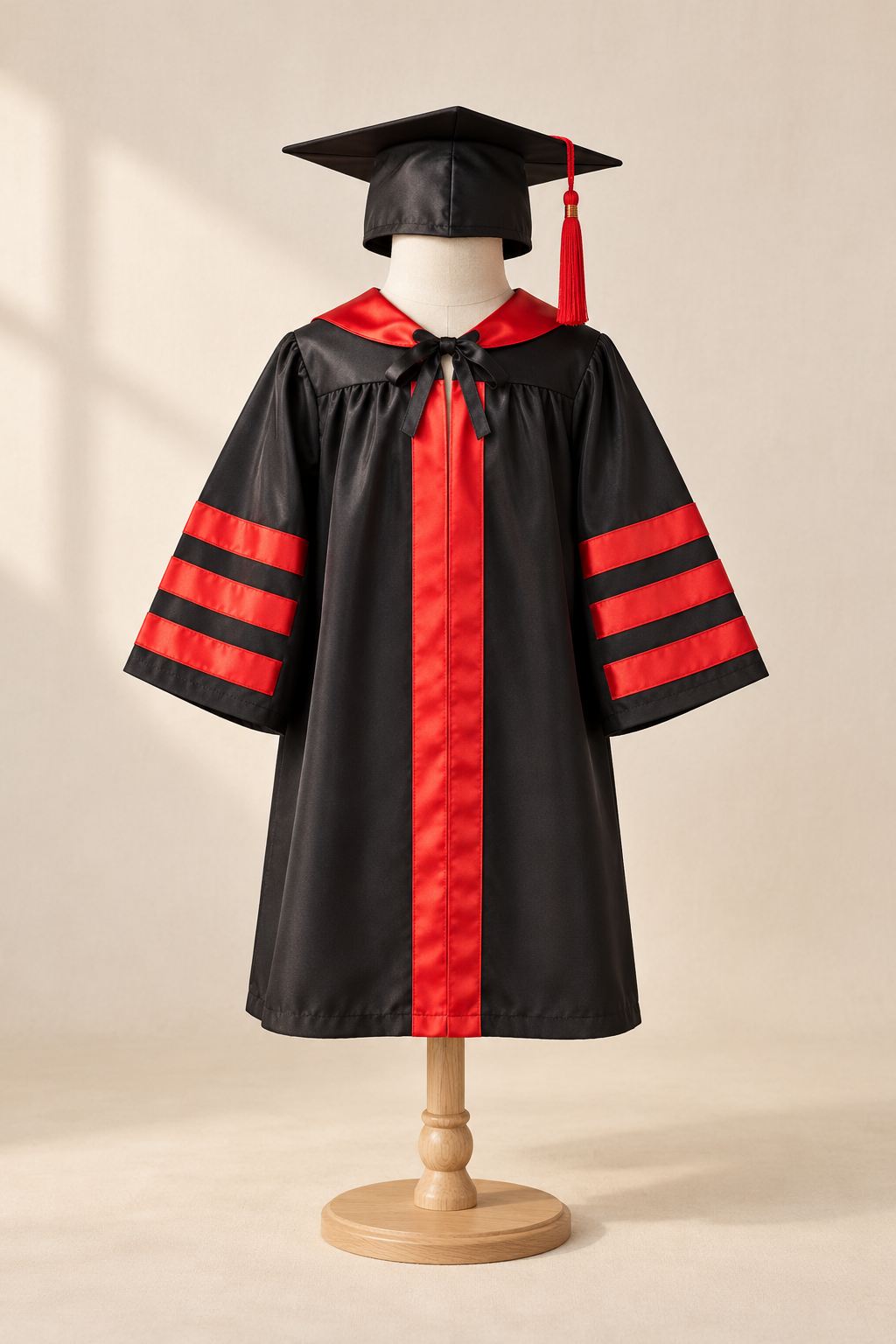 Kids Black & Red Graduation Gown