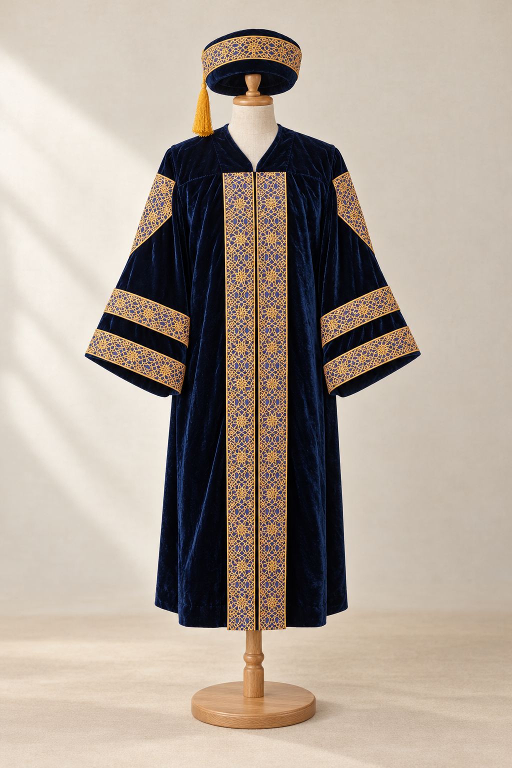 Navy Velvet Paisley Robe